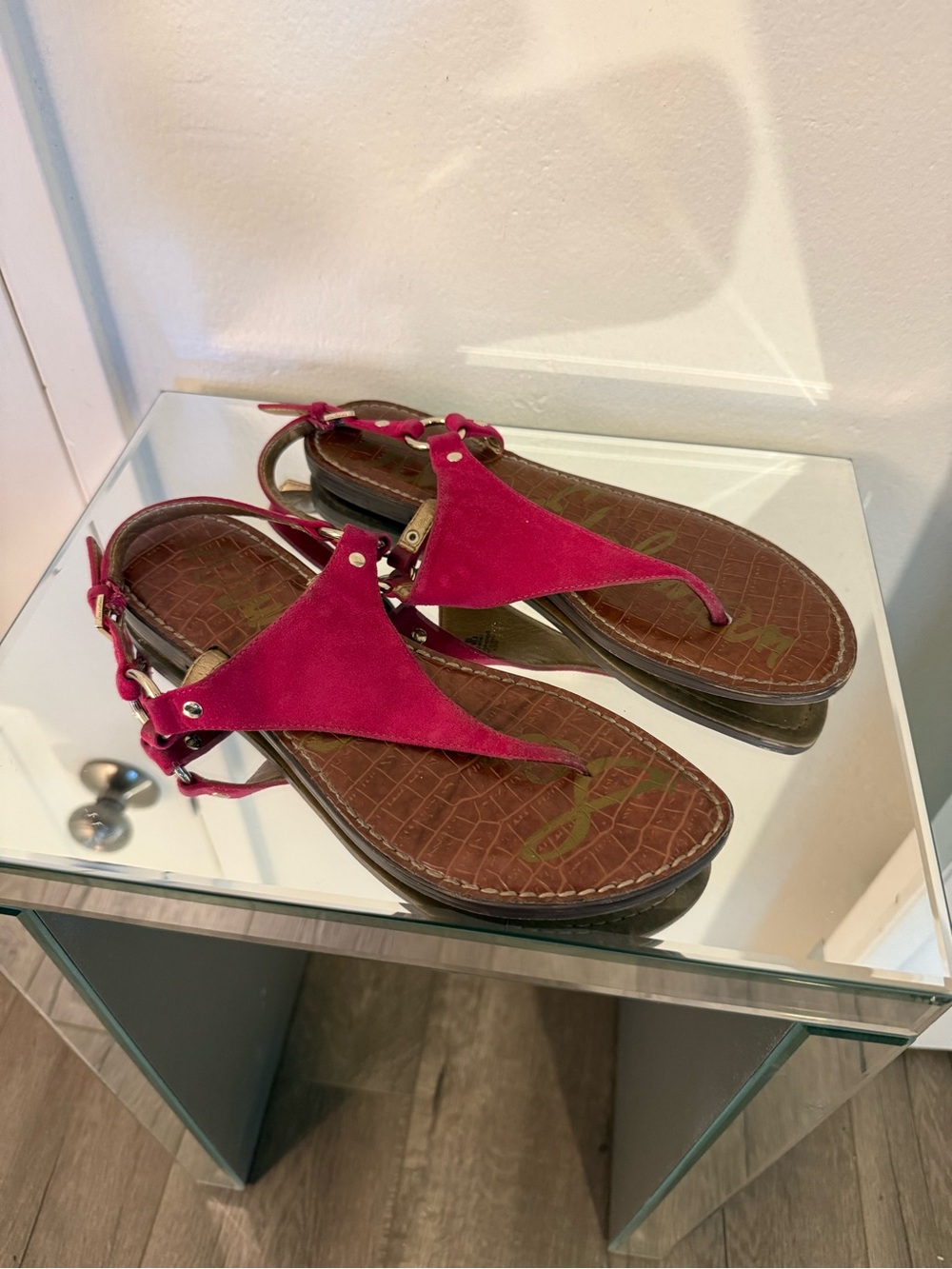 Sam Edelman Pink Suede T-Strap Men's Sandals